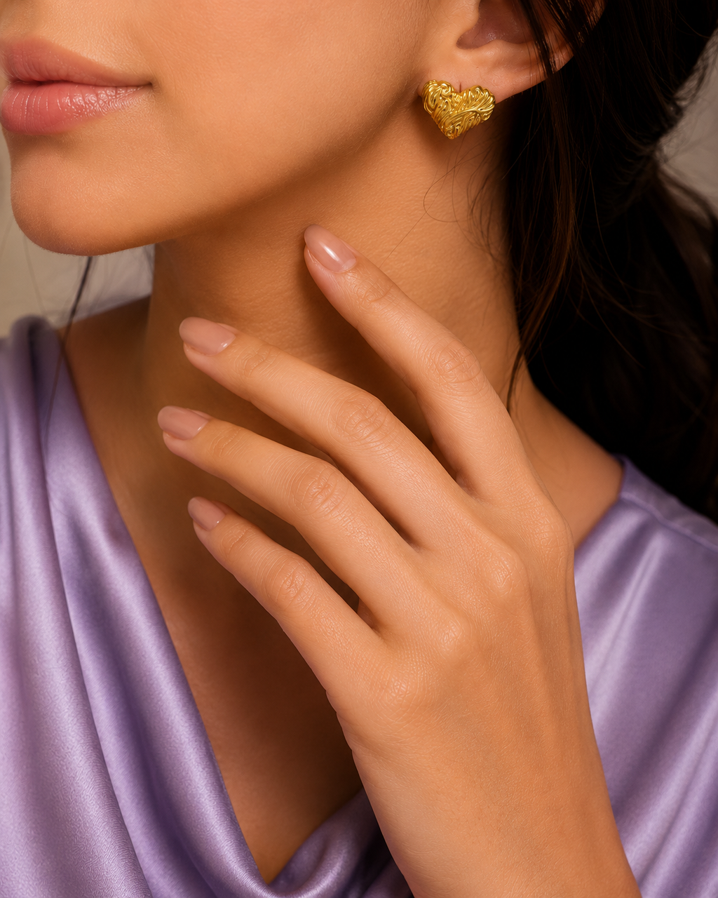 Herlux Sculpted Heart Studs