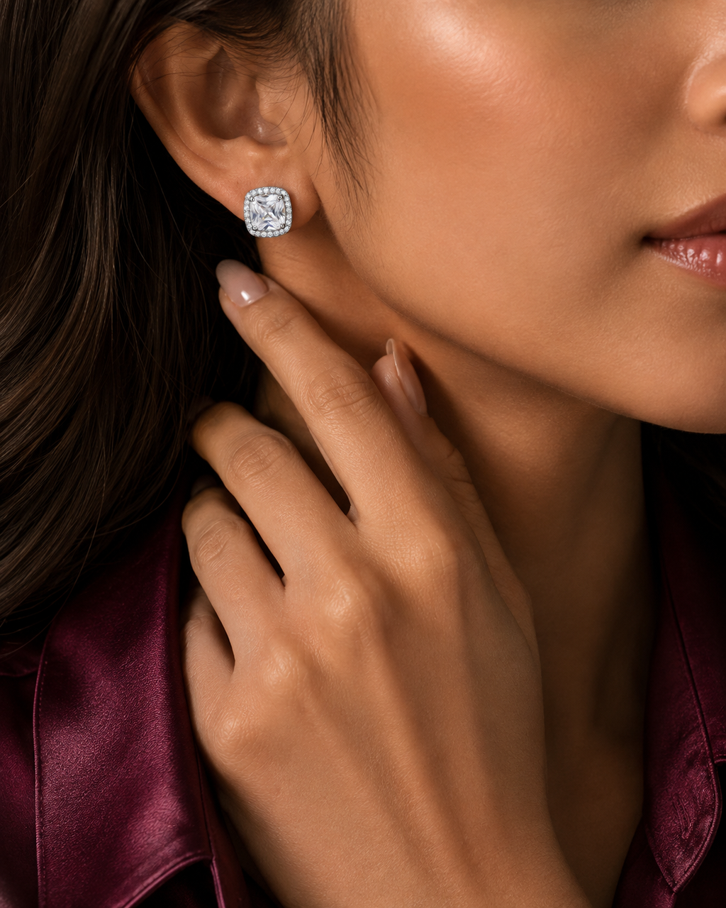 Herlux Celeste Cushion Stud Earrings